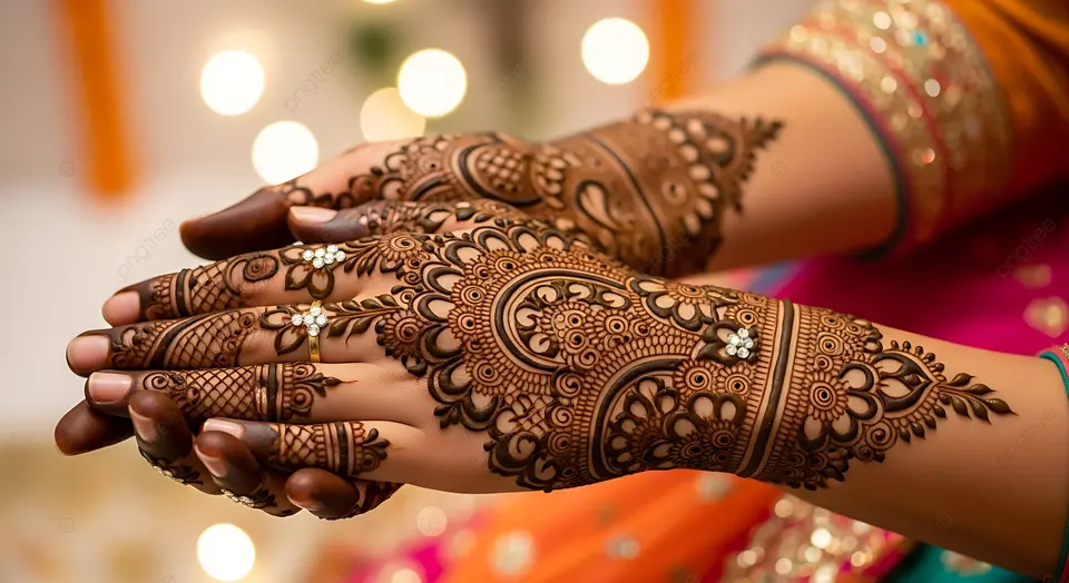 Bridal mehendi design with intricate patterns