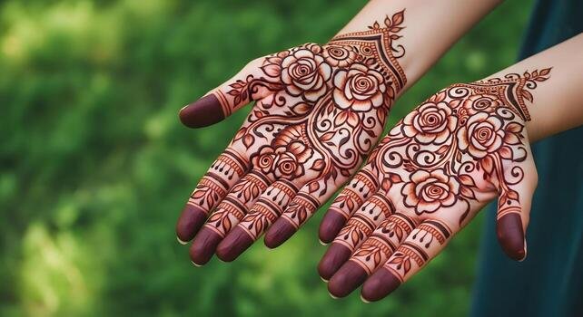 Minimal henna art in muted luxury tones